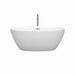 Wyndham Collection Juno 59 Inch Freestanding Acrylic Matte White Bathtub With Brushed Nickel Trim Front View