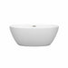 Wyndham Collection Juno 59 Inch Freestanding Acrylic Matte White Bathtub With Brushed Nickel Trim No Faucet Front View