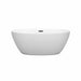 Wyndham Collection Juno 59 Inch Freestanding Acrylic Matte White Bathtub With Matte Black Trim No Faucet Front View