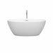 Wyndham Collection Juno 59 Inch Freestanding Acrylic Matte White Bathtub With Polished Chrome Trim Front View