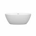Wyndham Collection Juno 59 Inch Freestanding Acrylic Matte White Bathtub With Polished Chrome Trim No Faucet Front View