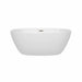 Wyndham Collection Juno 59 Inch Freestanding Acrylic White Bathtub With Brushed Nickel Trim No Faucet Front View