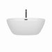Wyndham Collection Juno 59 Inch Freestanding Acrylic White Bathtub With Matte Black Trim Front View