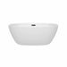 Wyndham Collection Juno 59 Inch Freestanding Acrylic White Bathtub With Matte Black Trim No Faucet Front View