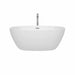 Wyndham Collection Juno 59 Inch Freestanding Acrylic White Bathtub With Polished Chrome Trim Front View