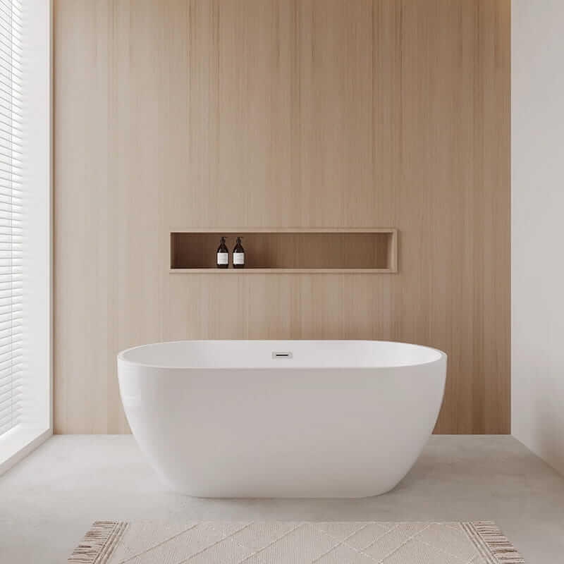 Wyndham Collection Juno 63" Freestanding Acrylic Bathtub With Polished Chrome Trim No Faucet Lifestyle