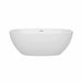 Wyndham Collection Juno 63 Inch Freestanding Acrylic Bathtub With Shiny White Trim No Faucet Front View