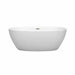 Wyndham Collection Juno 63 Inch Freestanding Acrylic Matte White Bathtub Brushed Nickel Trim No Faucet Front View