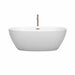 Wyndham Collection Juno 63 Inch Freestanding Acrylic Matte White Bathtub With Brushed Nickel Trim Front View