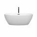 Wyndham Collection Juno 63 Inch Freestanding Acrylic Matte White Bathtub With Matte Black Trim Front View