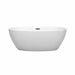 Wyndham Collection Juno 63 Inch Freestanding Acrylic Matte White Bathtub With Matte Black Trim No Faucet Front View