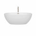 Wyndham Collection Juno 63 Inch Freestanding Acrylic White Bathtub With Brushed Nickel Trim Front View
