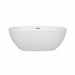Wyndham Collection Juno 63 Inch Freestanding Acrylic White Bathtub With Brushed Nickel Trim No Faucet Front View
