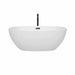 Wyndham Collection Juno 63 Inch Freestanding Acrylic White Bathtub With Matte Black Trim Front View