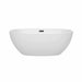 Wyndham Collection Juno 63 Inch Freestanding Acrylic White Bathtub With Matte Black Trim No Faucet Front View