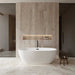 Wyndham Collection Juno 67" Freestanding Acrylic Matte White Bathtub With Matte Black Trim Lifestyle