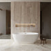Wyndham Collection Juno 67" Freestanding Acrylic White Bathtub With Brushed Nickel Trim No Faucet Lifestyle
