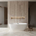Wyndham Collection Juno 67" Freestanding Acrylic White Bathtub With Matte Black Trim No Faucet Lifestyle