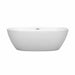 Wyndham Collection Juno 67 Inch Freestanding Acrylic Matte White Bathtub With Polished Chrome Trim No Faucet Front View