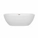 Wyndham Collection Juno 67 Inch Freestanding Acrylic White Bathtub With Brushed Nickel Trim No Faucet Front View