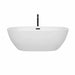 Wyndham Collection Juno 67 Inch Freestanding Acrylic White Bathtub With Matte Black Trim Front View