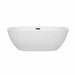 Wyndham Collection Juno 67 Inch Freestanding Acrylic White Bathtub With Matte Black Trim No Faucet Front View