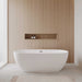 Wyndham Collection Juno 71" Freestanding Acrylic Matte White Bathtub With Brushed Nickel Trim No Faucet Lifestyle