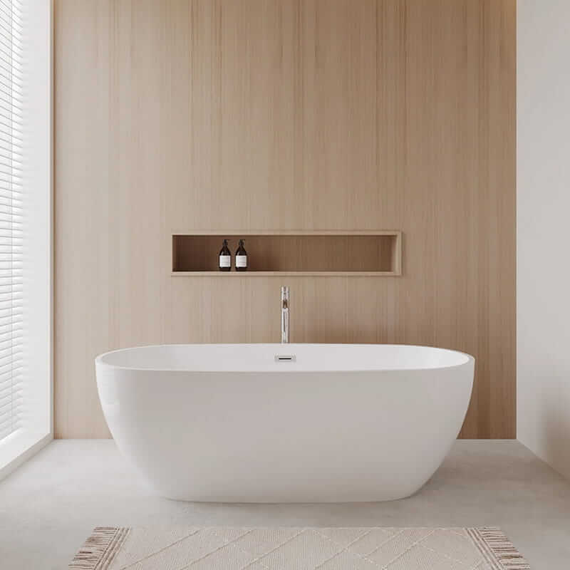 Wyndham Collection Juno 71" Freestanding Acrylic White Bathtub With Polished Chrome Trim Lifestyle