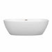 Wyndham Collection Juno 71 Inch Freestanding Acrylic Matte White Bathtub With Brushed Nickel Trim No Faucet Front View