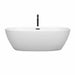 Wyndham Collection Juno 71 Inch Freestanding Acrylic Matte White Bathtub With Matte Black Trim Front View