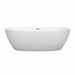 Wyndham Collection Juno 71 Inch Freestanding Acrylic Matte White Bathtub With Polished Chrome Trim No Faucet Front View