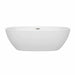 Wyndham Collection Juno 71 Inch Freestanding Acrylic White Bathtub With Brushed Nickel Trim No Faucet Front View