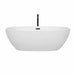 Wyndham Collection Juno 71 Inch Freestanding Acrylic White Bathtub With Matte Black Trim Front View