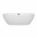 Wyndham Collection Juno 71 Inch Freestanding Acrylic White Bathtub With Matte Black Trim No Faucet Front View