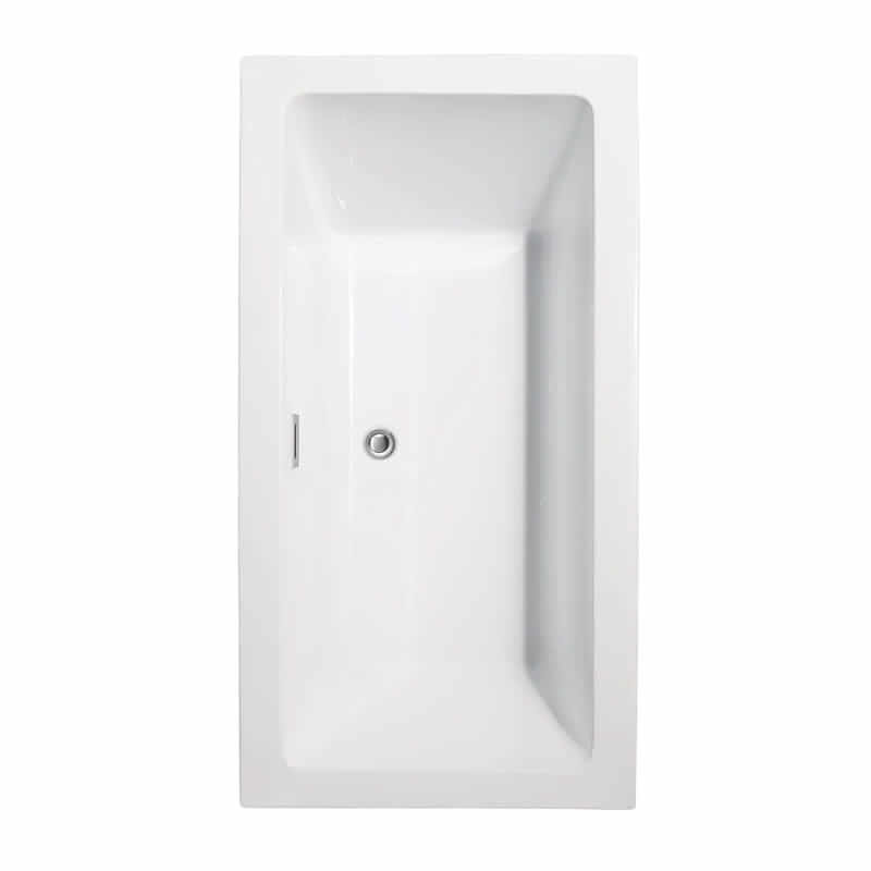Wyndham Collection Melody 60" Freestanding Acrylic White Bathtub With Polished Chrome Trim No Faucet Top View