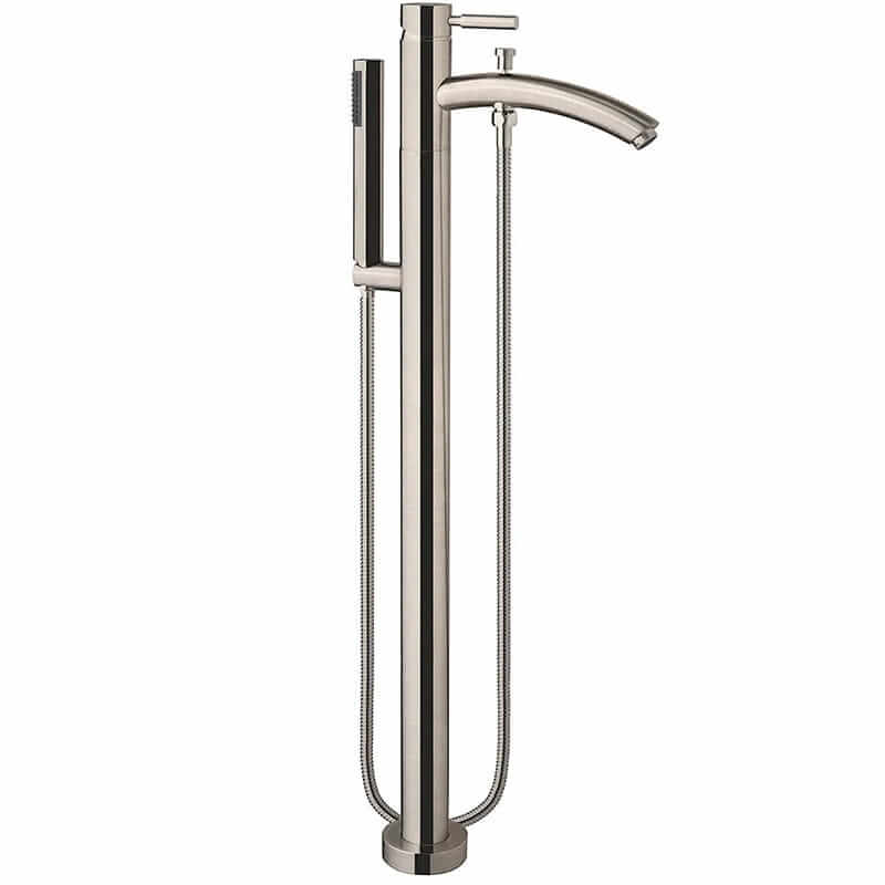 Wyndham Collection Melody 60 Inch Freestanding Acrylic White Bathtub With Brushed Nickel Trim Faucet Up Close