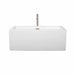 Wyndham Collection Melody 60 Inch Freestanding Acrylic White Bathtub With Brushed Nickel Trim Front View