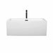 Wyndham Collection Melody 60 Inch Freestanding Acrylic White Bathtub With Matte Black Trim Front View