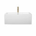 Wyndham Collection Melody 60 Inch Freestanding Acrylic White Bathtub With Polished Chrome Trim and Brushed Gold Faucet Front View