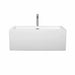 Wyndham Collection Melody 60 Inch Freestanding Acrylic White Bathtub With Polished Chrome Trim Front View