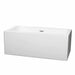 Wyndham Collection Melody 60 Inch Freestanding Acrylic White Bathtub With Polished Chrome Trim No Faucet Top Front View
