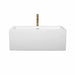 Wyndham Collection Melody 60 Inch Freestanding Acrylic White Bathtub With Shiny White Trim and Brushed Gold Faucet Front View