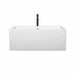 Wyndham Collection Melody 60 Inch Freestanding Acrylic White Bathtub With Shiny White Trim and Matte Black Faucet Front View