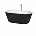 Wyndham Collection Mermaid 60" Freestanding Acrylic Black Bathtub With Polished Chrome Trim Top Front View