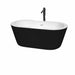 Wyndham Collection Mermaid 60" Freestanding Acrylic Black Bathtub With Shiny White Trim and Matte Black Faucet Top Front View