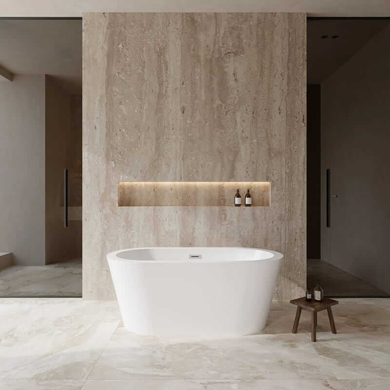 Wyndham Collection Mermaid 60" Freestanding Acrylic White Bathtub With Polished Chrome Trim No Faucet Lifestyle