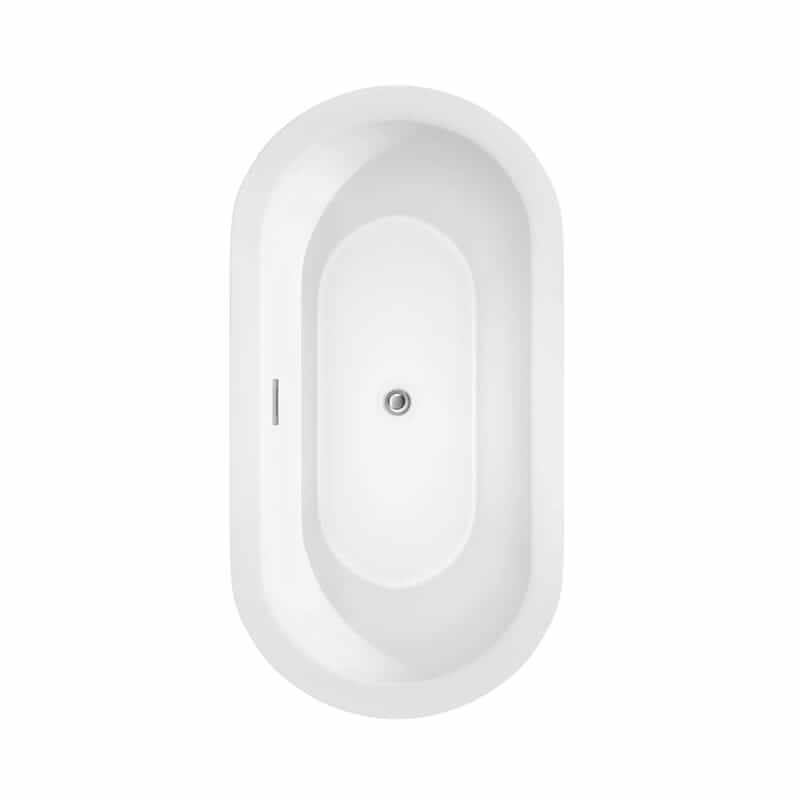 Wyndham Collection Mermaid 60 Inch Freestanding Acrylic Black Bathtub With Polished Chrome Trim No Faucet Top View