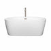 Wyndham Collection Mermaid 60 Inch Freestanding Acrylic White Bathtub With Brushed Nickel Trim Front View