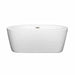 Wyndham Collection Mermaid 60 Inch Freestanding Acrylic White Bathtub With Brushed Nickel Trim No Faucet Front View