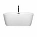 Wyndham Collection Mermaid 60 Inch Freestanding Acrylic White Bathtub With Matte Black Trim Front View